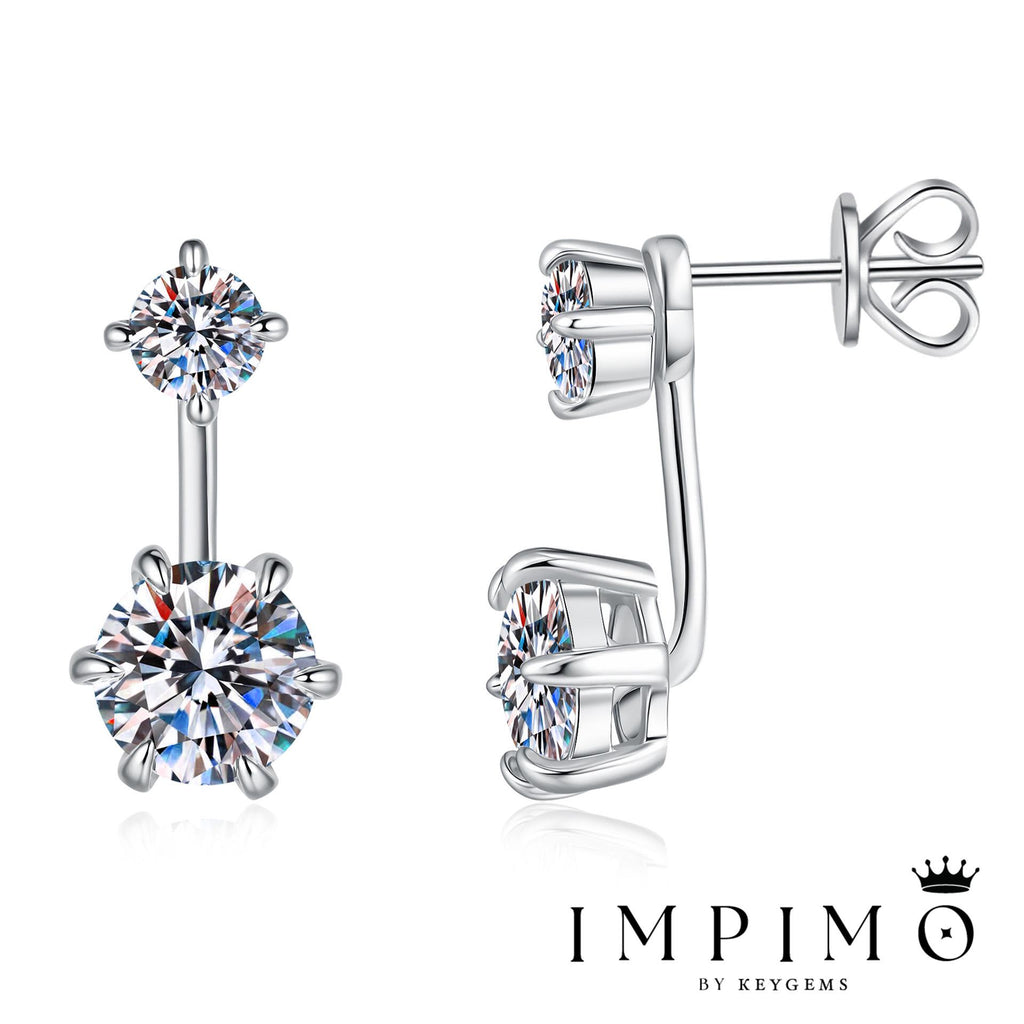 Impimo 2.6 CT (Pair) Moissanite Round Cut Earrings