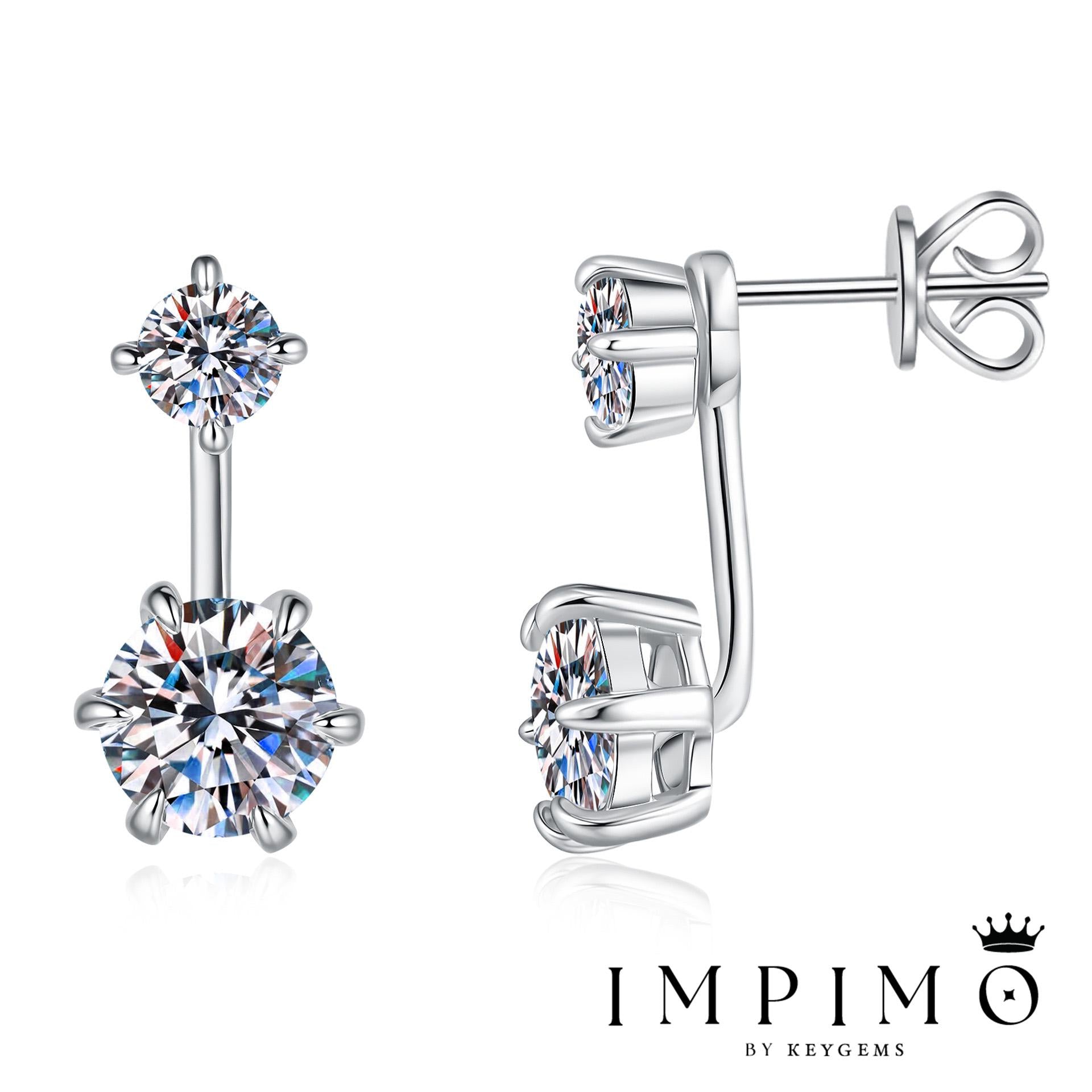 Impimo 2.6 CT (Pair) Moissanite Round Cut Earrings