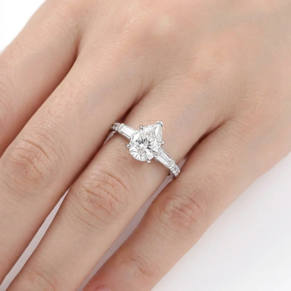 Impimo Moissanite 1.5 CT Pear Cut Ring