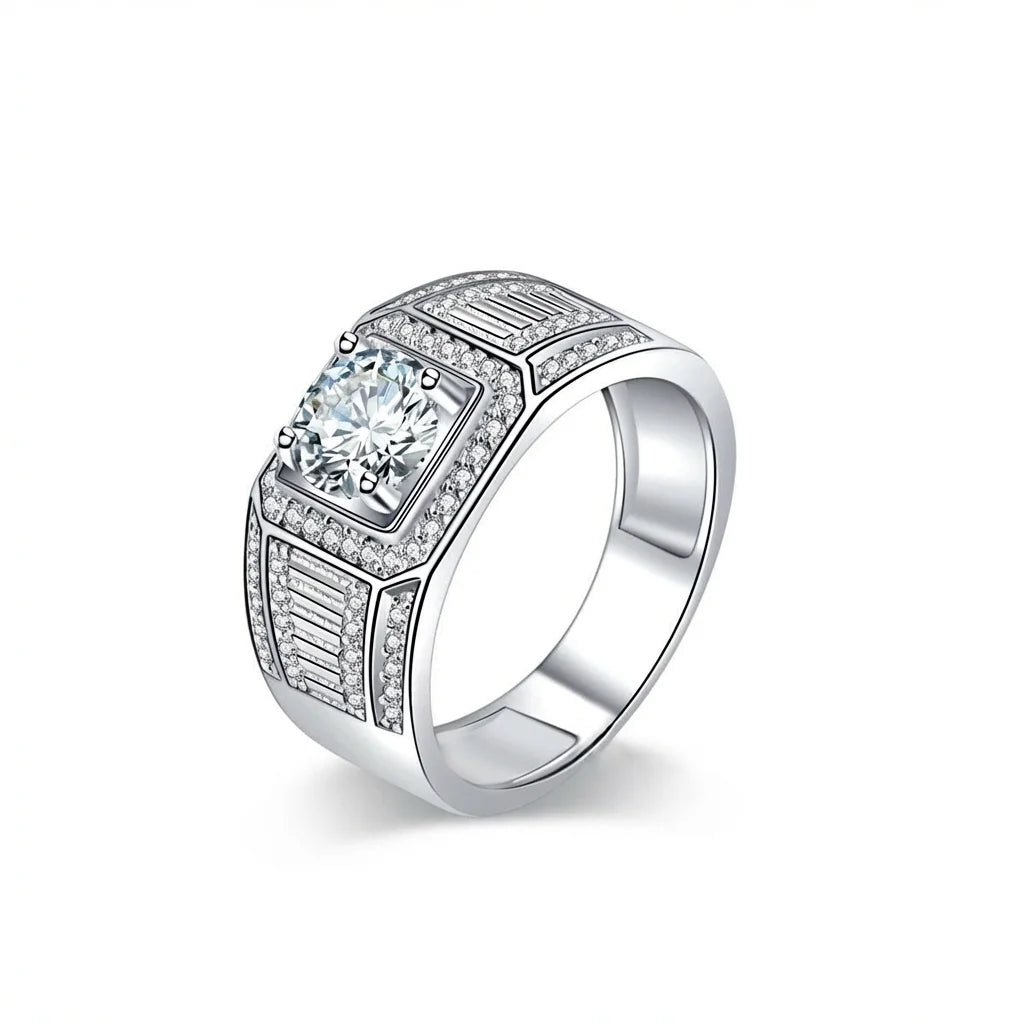Impimo 1/2 CT Moissanite Round Cut Ring