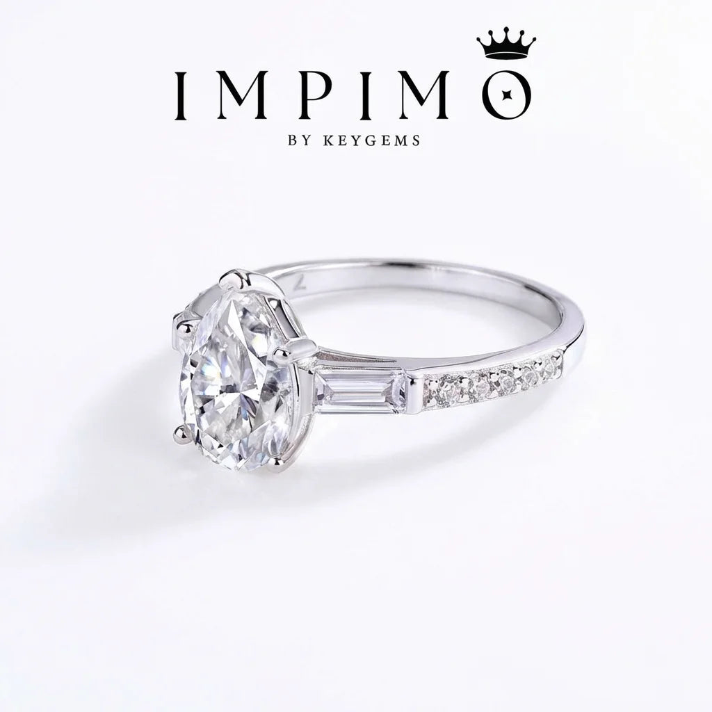 Impimo Moissanite 1.5 CT Pear Cut Ring