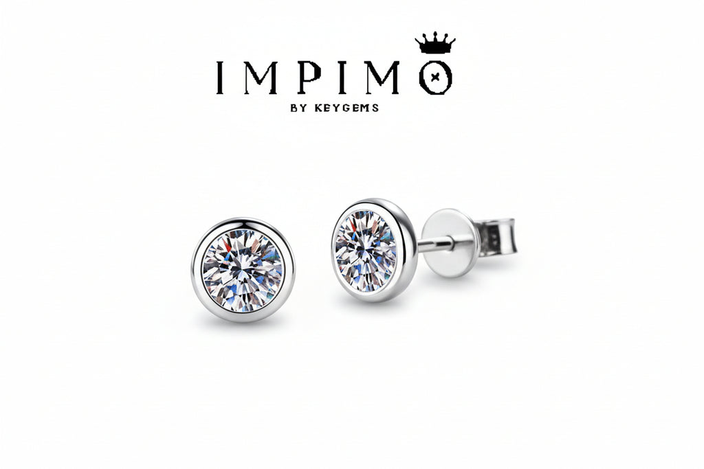 Impimo 0.6/1/2 CT Moissanite Round Cut Earrings