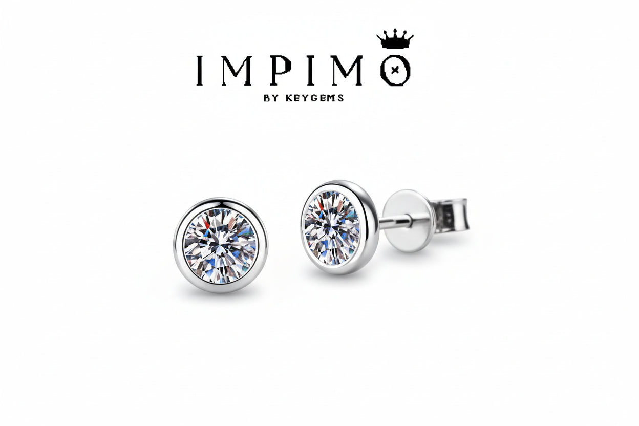 Impimo 0.6/1/2 CT Moissanite Round Cut Earrings