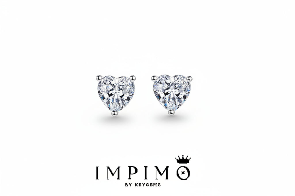 Impimo 1/2/4 CT Moissanite Heart Cut Earrings