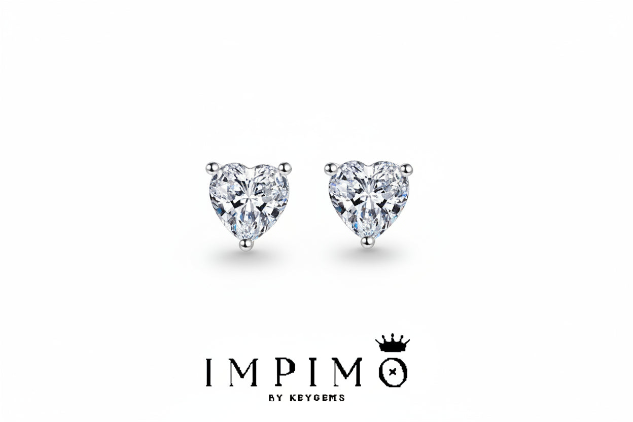 Impimo 1/2/4 CT Moissanite Heart Cut Earrings
