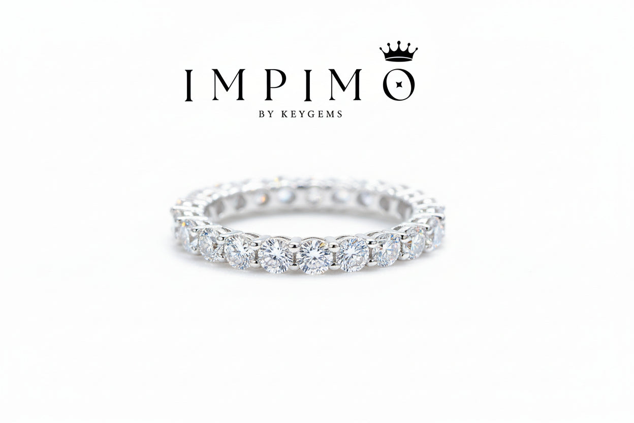 Impimo 2.2 CT (Total) Moissanite Round Cut Eternity Ring