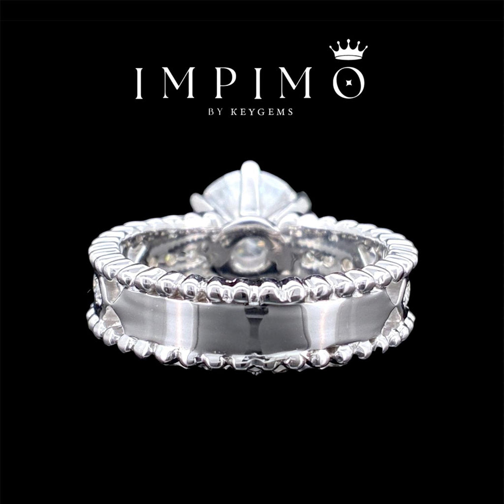 Impimo 1/2 CT moissanite round solitaire ring with perlée band – alternate view