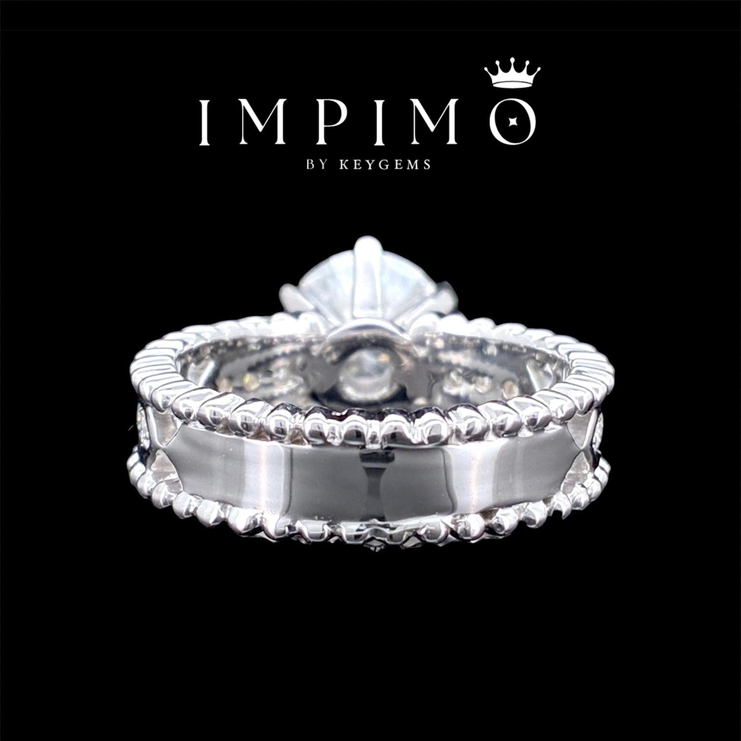 Impimo 1/2 CT moissanite round solitaire ring with perlée band – alternate view