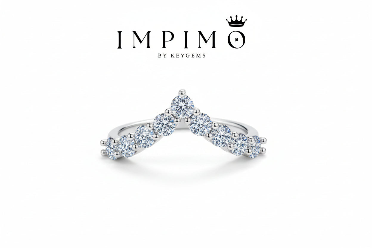 Impimo 0.9 CT (Total) Moissanite Round Cut Ring