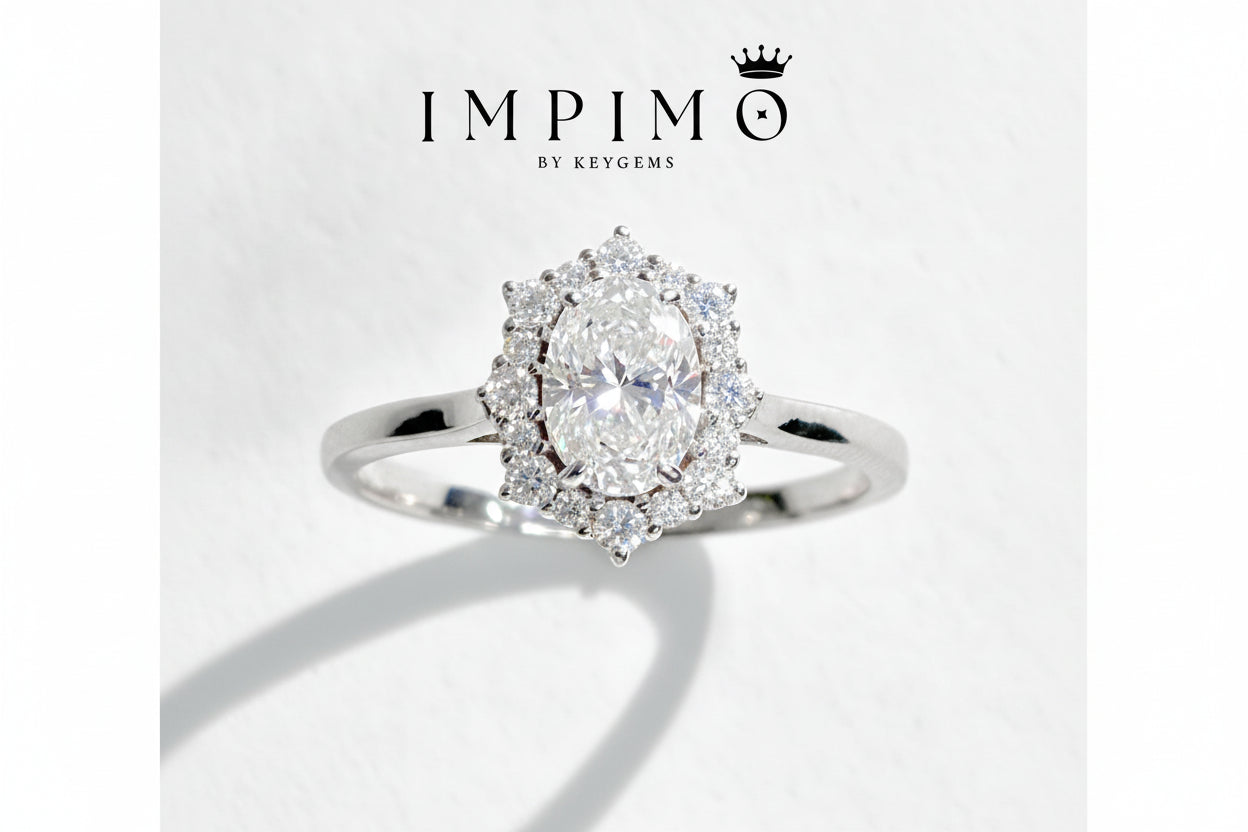Impimo 1CT Moissanite Oval Cut Ring