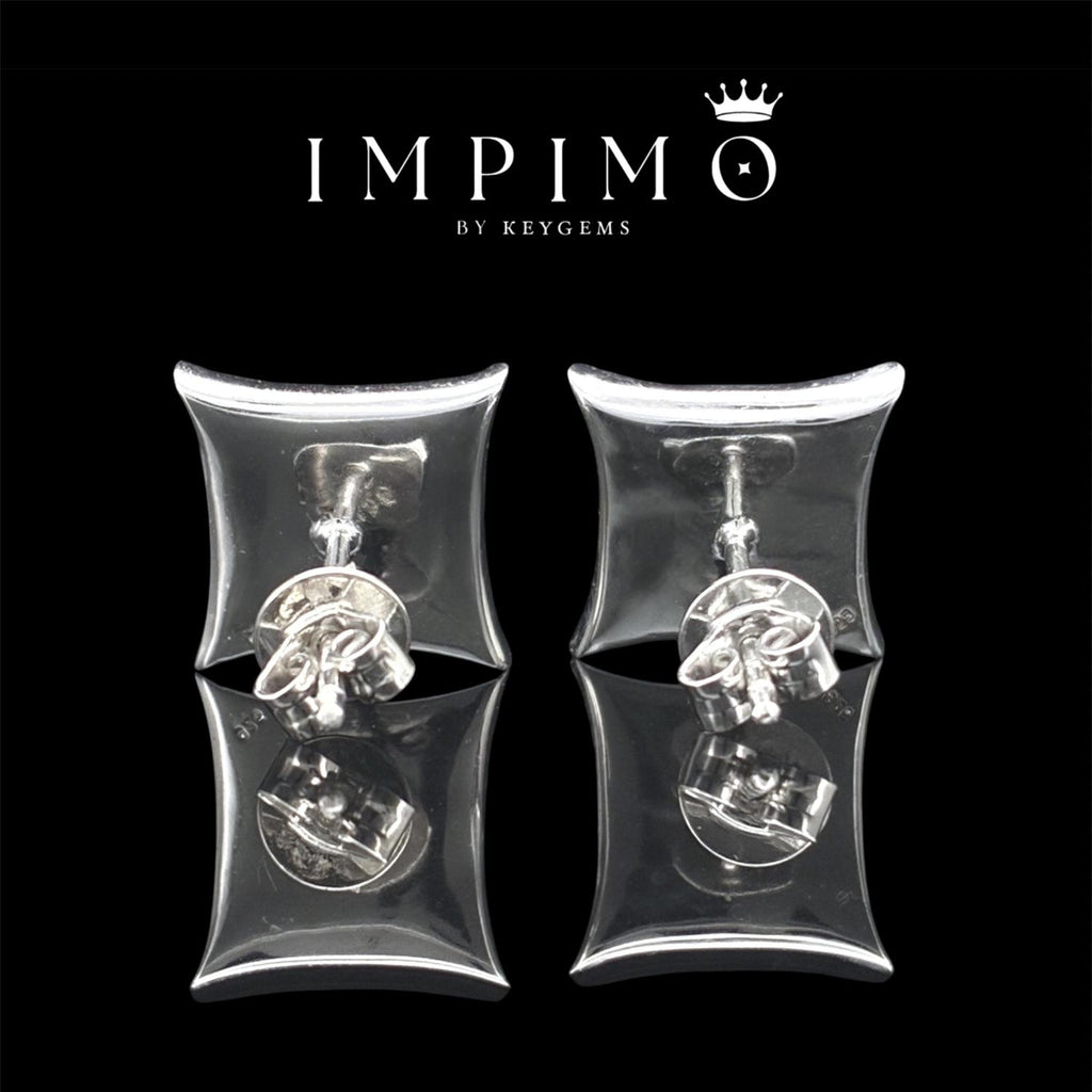 Impimo pink mother of pearl and moissanite four-point star stud earrings – alternate view