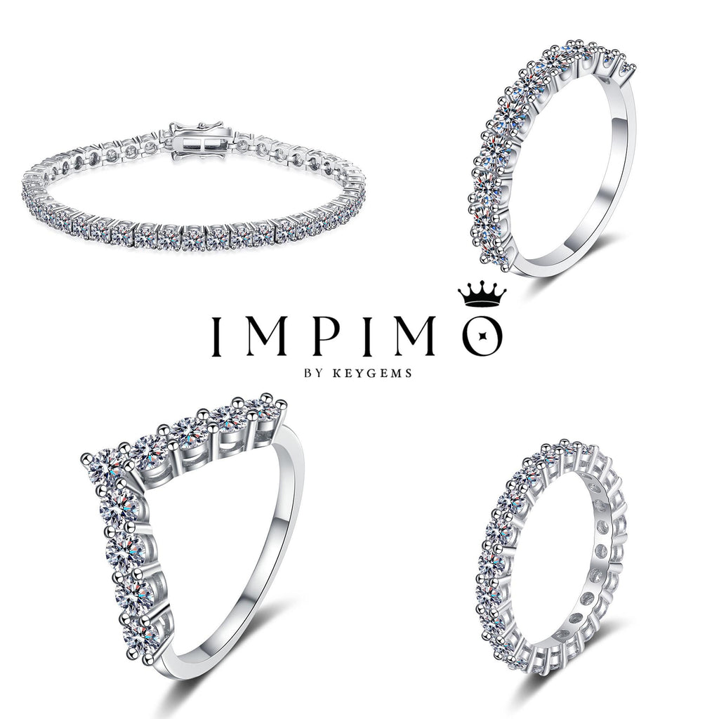 Impimo Lab-Grown Diamond Round Cut Ring & Tennis Bracelet