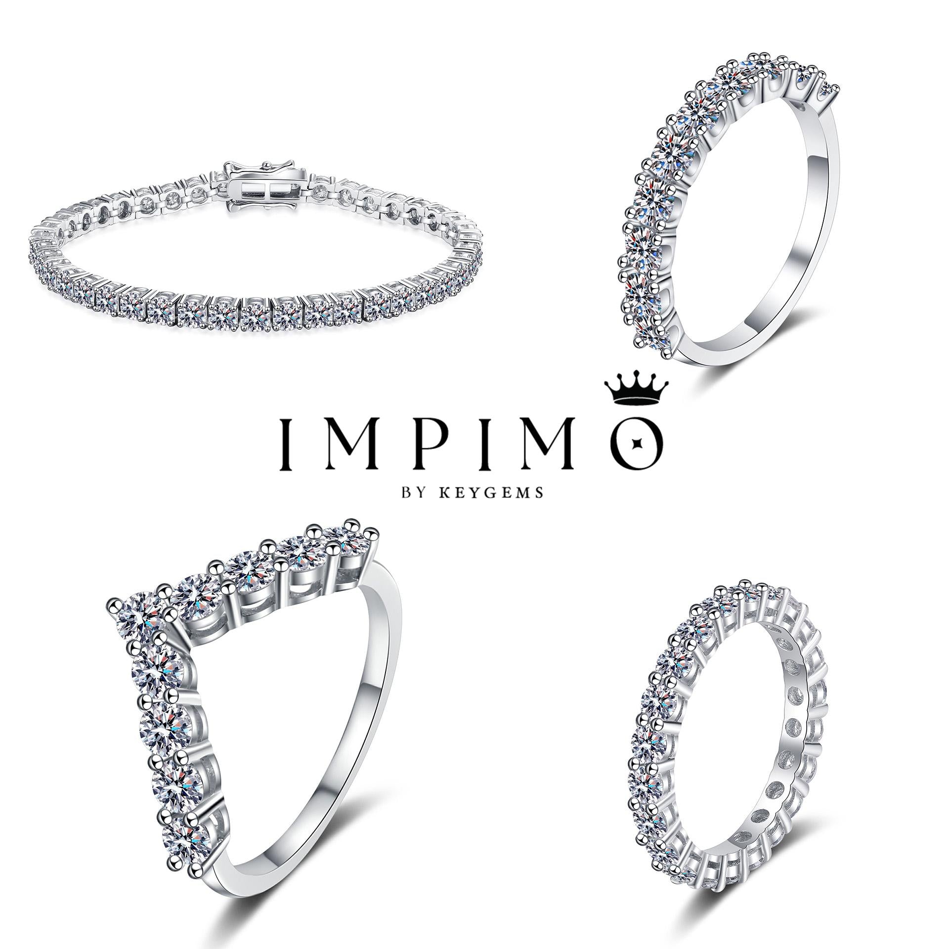 Impimo Lab-Grown Diamond Round Cut Ring & Tennis Bracelet
