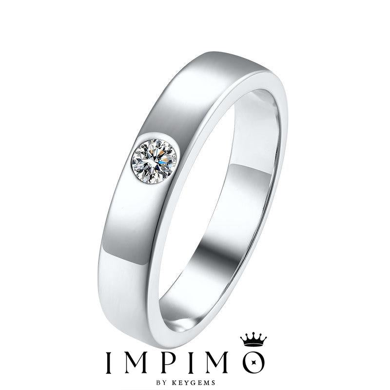 Impimo 0.3 CT Moissanite Round Cut Ring