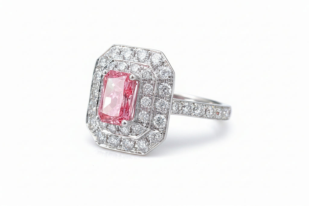 Impimo Fancy Vivid Pink Lab-Grown Diamond Radiant & Heart Cut Ring