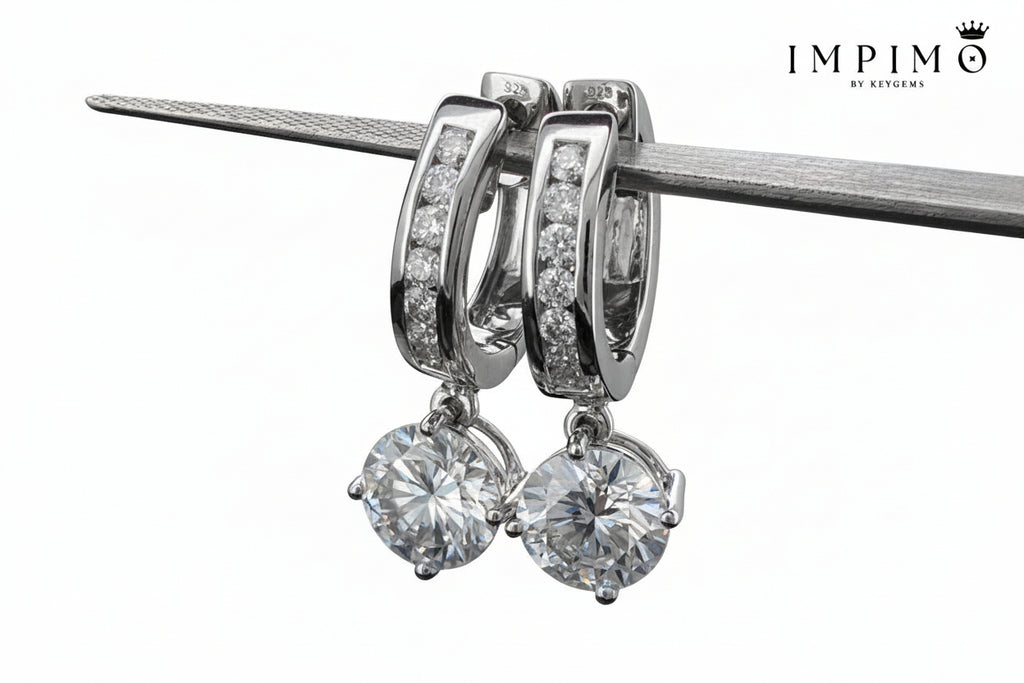 Impimo 4.5 CT (Pair) Moissanite Round Cut Earrings