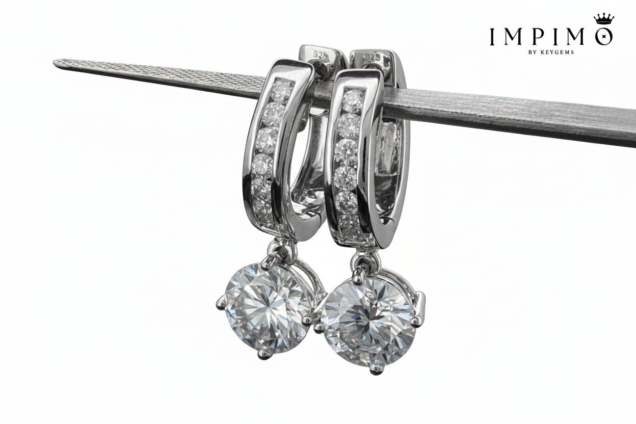 Impimo 4.5 CT (Pair) Moissanite Round Cut Earrings