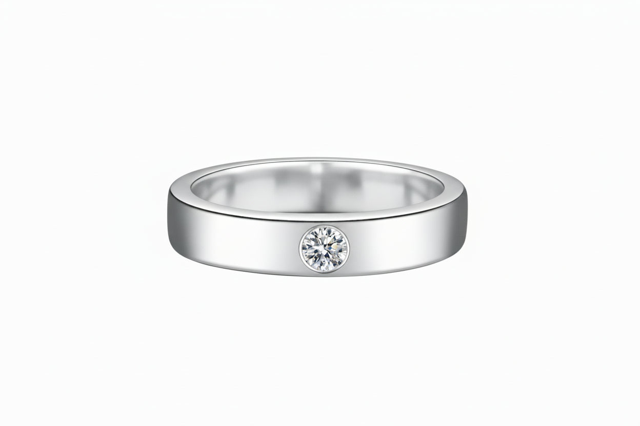 Impimo 0.3 CT Moissanite Round Cut Ring