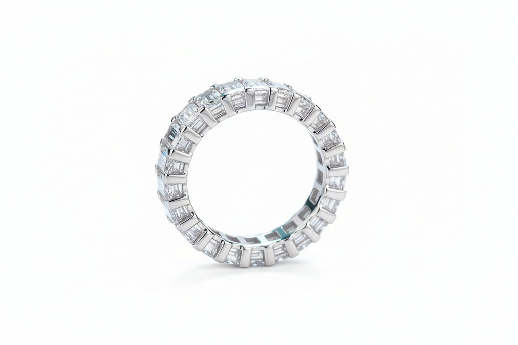 Impimo 10.5 CT Moissanite Emerald Cut Eternity Ring