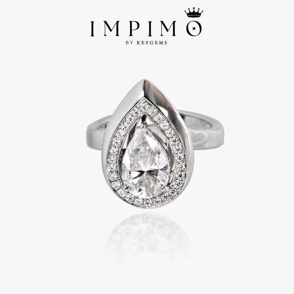 Impimo 3 CT Moissanite Pear Cut Ring