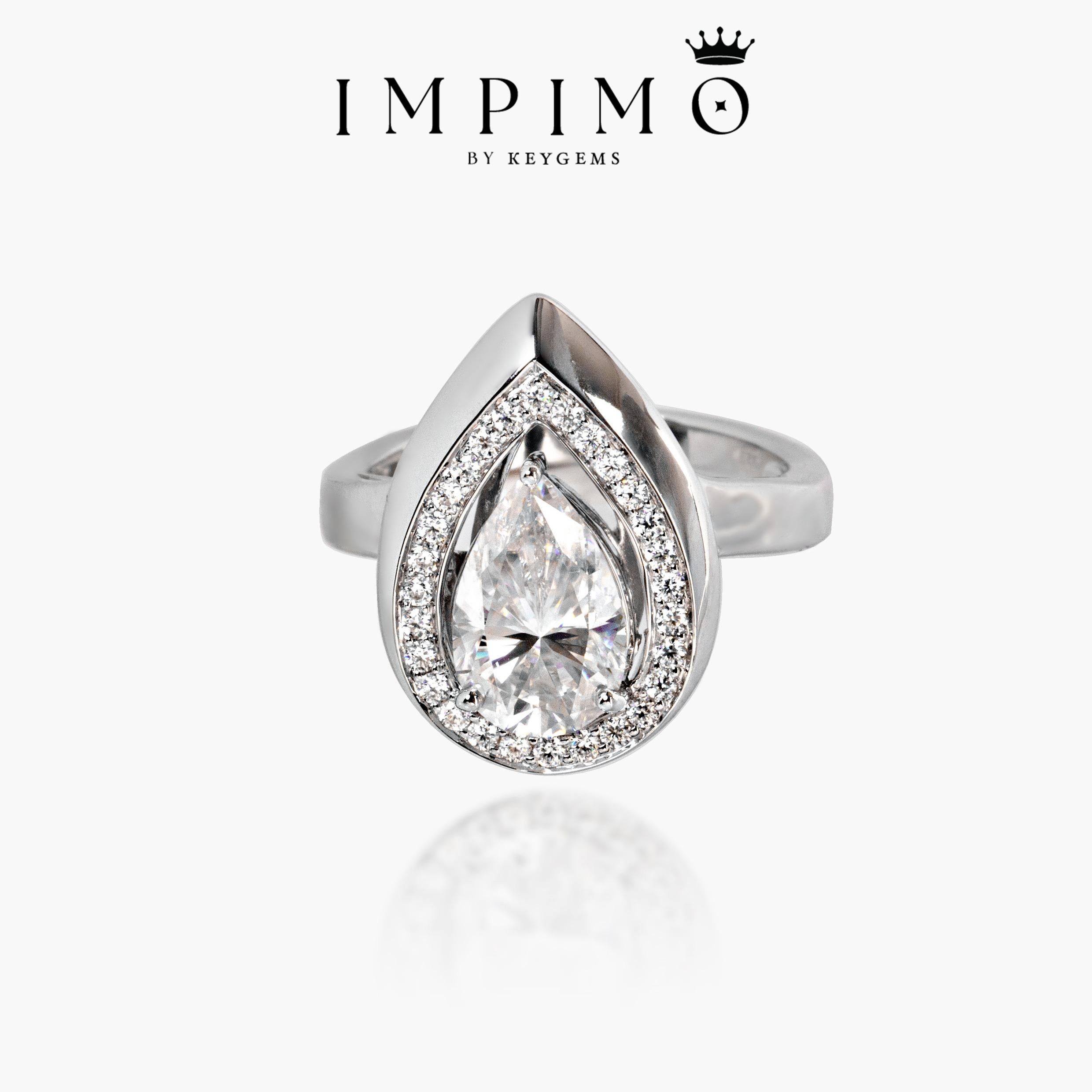 Impimo 3 CT Moissanite Pear Cut Ring