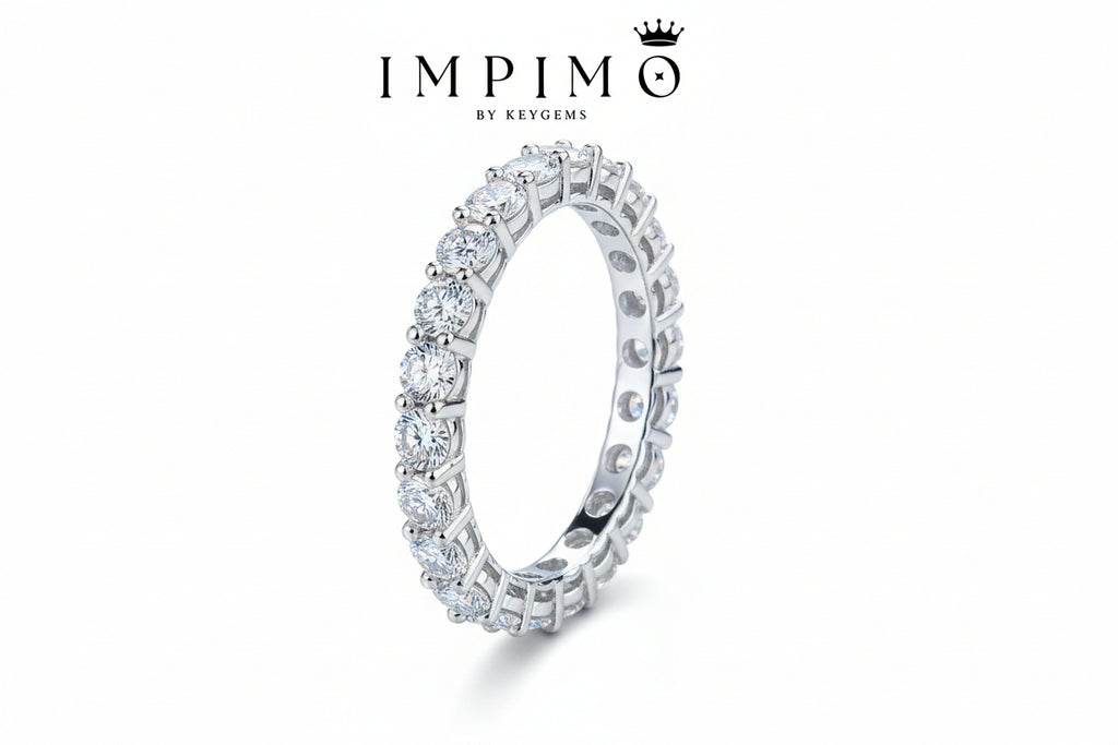 Impimo 2.2 CT (Total) Moissanite Round Cut Eternity Ring