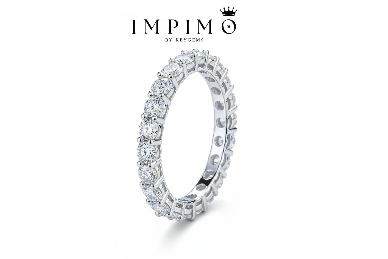 Impimo 2.2 CT (Total) Moissanite Round Cut Eternity Ring