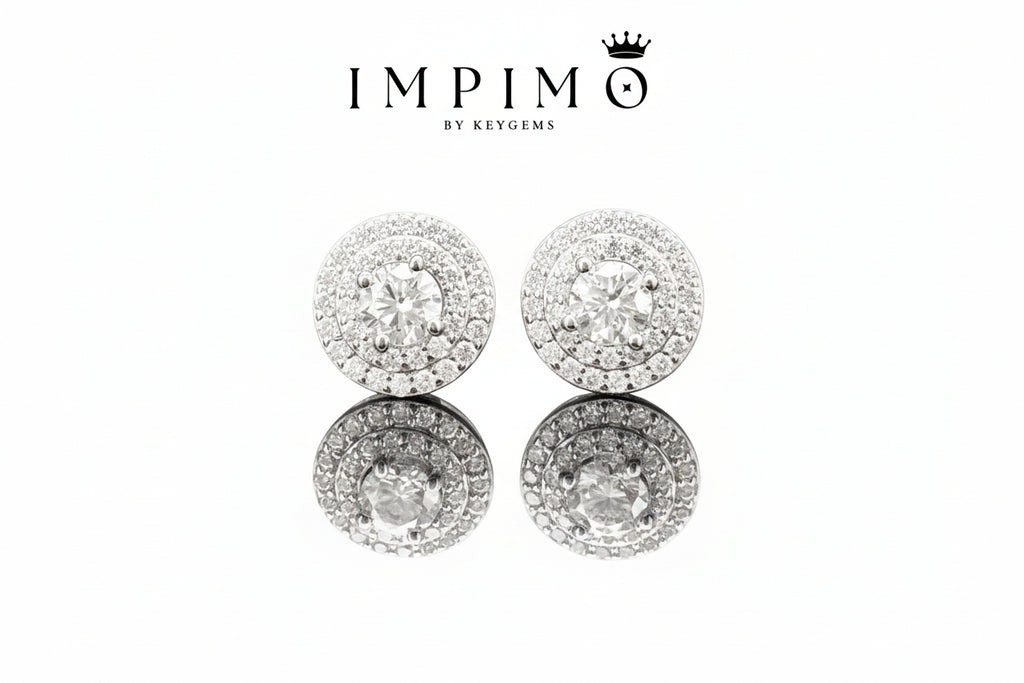 Impimo 0.55/1 CT (Pair) Moissanite Round Cut Earrings