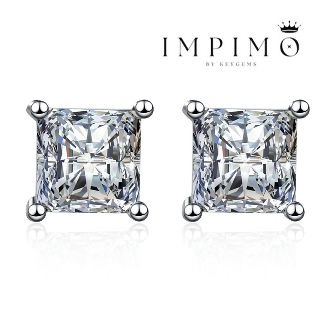 Impimo Moissanite Princess Cut Earrings
