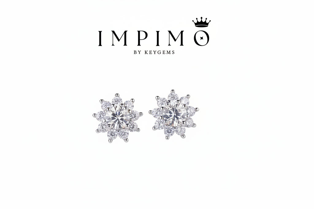 Impimo 1/2 CT (Total) Moissanite Round Cut Earrings