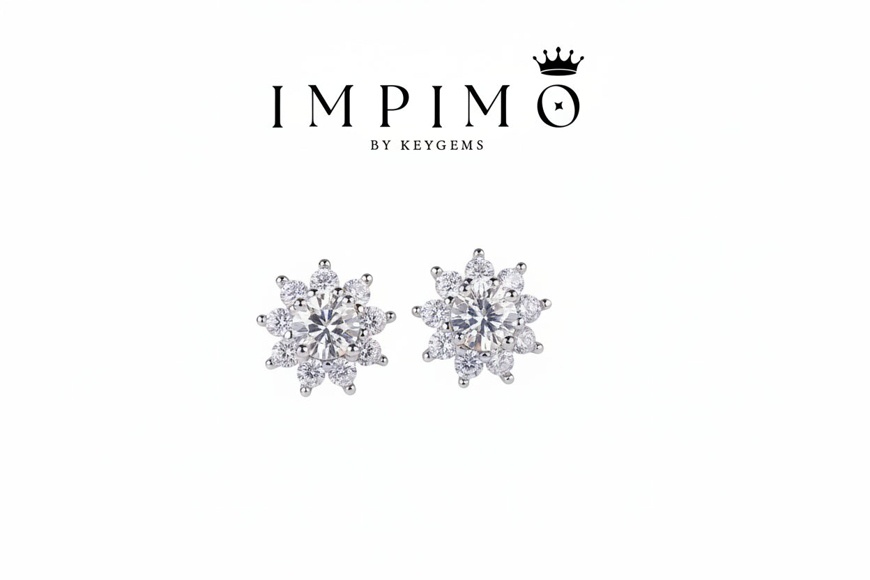 Impimo 1/2 CT (Total) Moissanite Round Cut Earrings