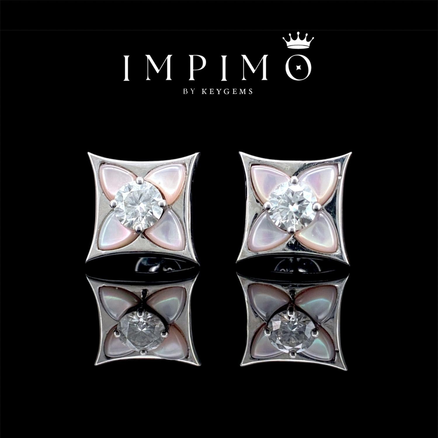 Impimo pink mother of pearl and moissanite four-point star stud earrings – alternate view