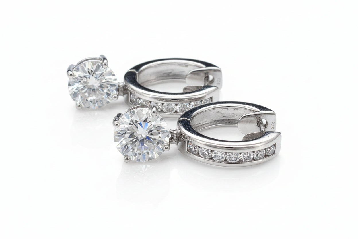 Impimo 4.5 CT (Pair) Moissanite Round Cut Earrings