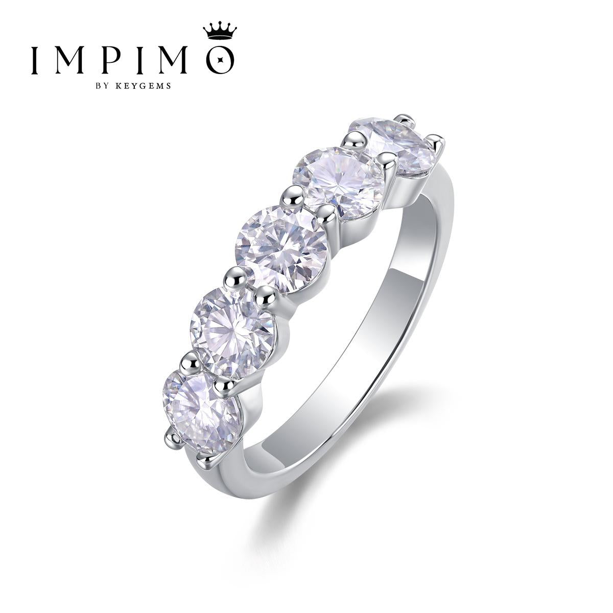 Impimo 2.5 CT (Total) Moissanite Round Cut Ring