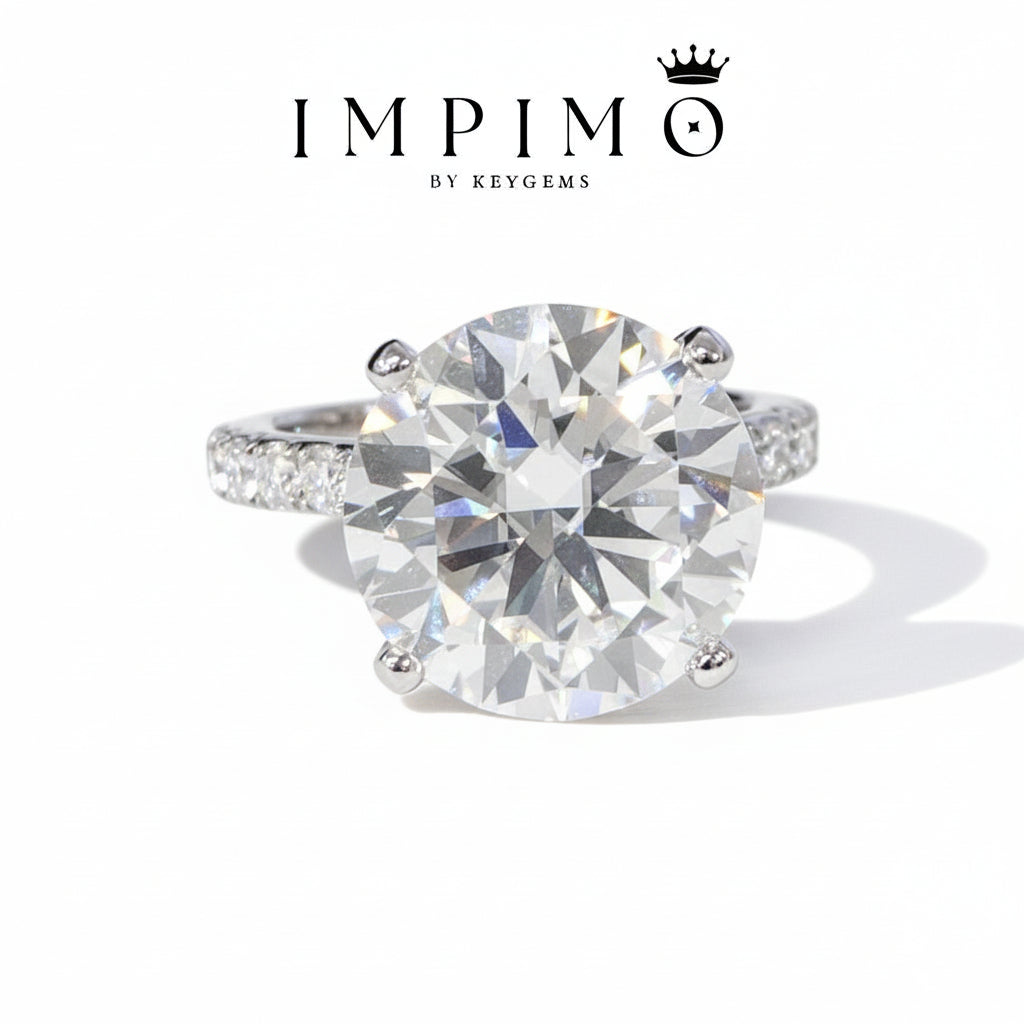 Impimo 10 CT Moissanite Round Cut Ring