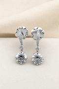 Impimo 4.3 CT Moissanite Drop Earrings - 925 Sterling Silver 18K White Gold | display view on ivory linen