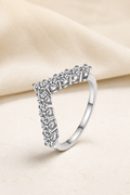 Impimo 0.9 CT (Total) Moissanite Round Cut Ring - 925 Sterling Silver with 18K White Gold Plating | display view on ivory linen