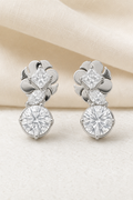 Impimo 5.3 CT Moissanite Drop Earrings - 925 Sterling Silver 18K White Gold | display view on ivory linen