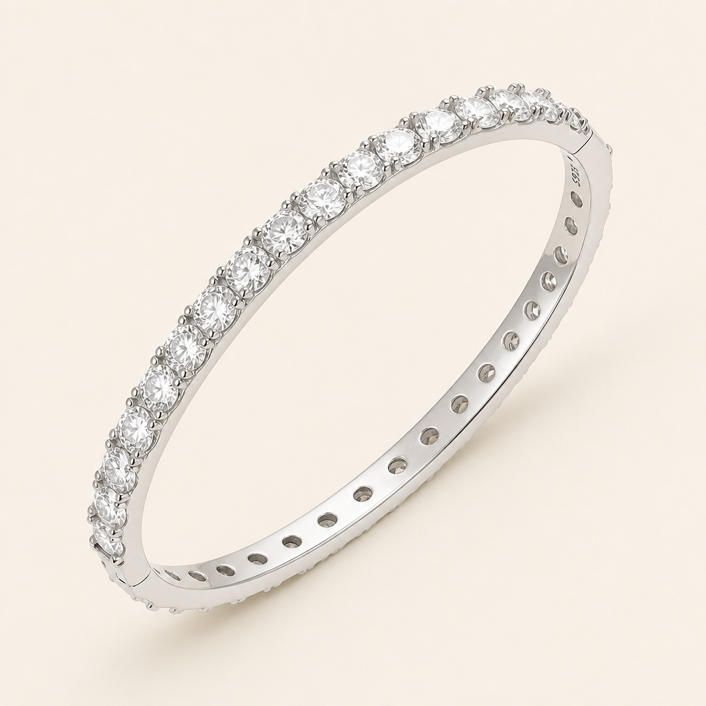 Impimo Moissanite 12 CTW Round Cut Bracelet - 925 Sterling Silver (0.30 CT Per Stone) | packshot on ivory