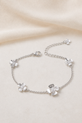 Impimo 0.51 CT Moissanite Floral Bracelet - 925 Silver 18K White Gold | display view on ivory linen