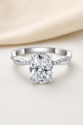 Impimo 2 CT Moissanite Multiple Shape Ring - 925 Sterling Silver with 18K White Gold Plating | display view on ivory linen - oval cut