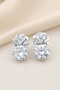 Impimo 6.7 CT Moissanite Drop Earrings - 925 Sterling Silver 18K White Gold | display view on ivory linen