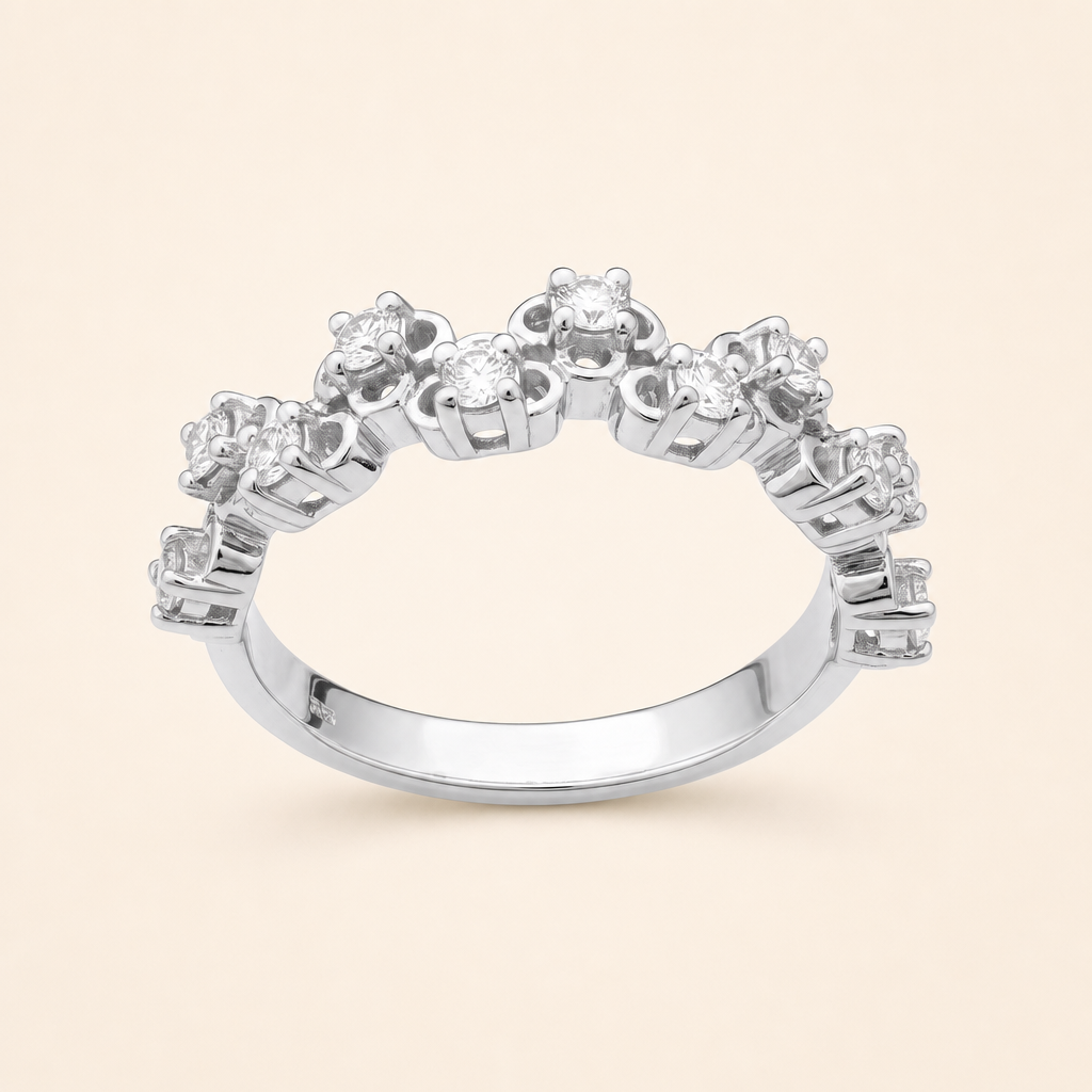 Impimo 0.5 CT Lab-Grown Diamond Round Cut Ring - 925 Sterling Silver with 18K White Gold Plating | packshot on ivory