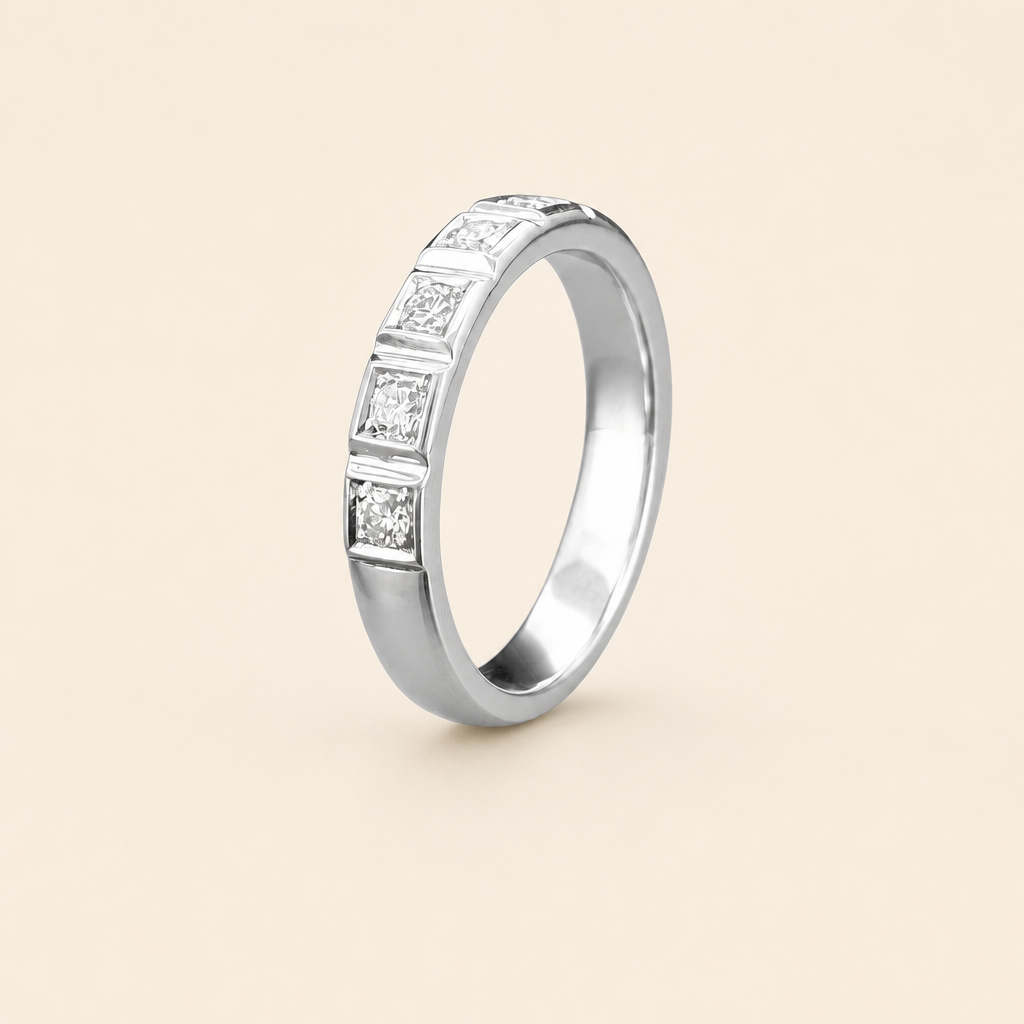 Impimo 0.4 CT Lab-Grown Diamond Round Cut Ring - 925 Sterling Silver with 18K White Gold Plating | packshot on ivory