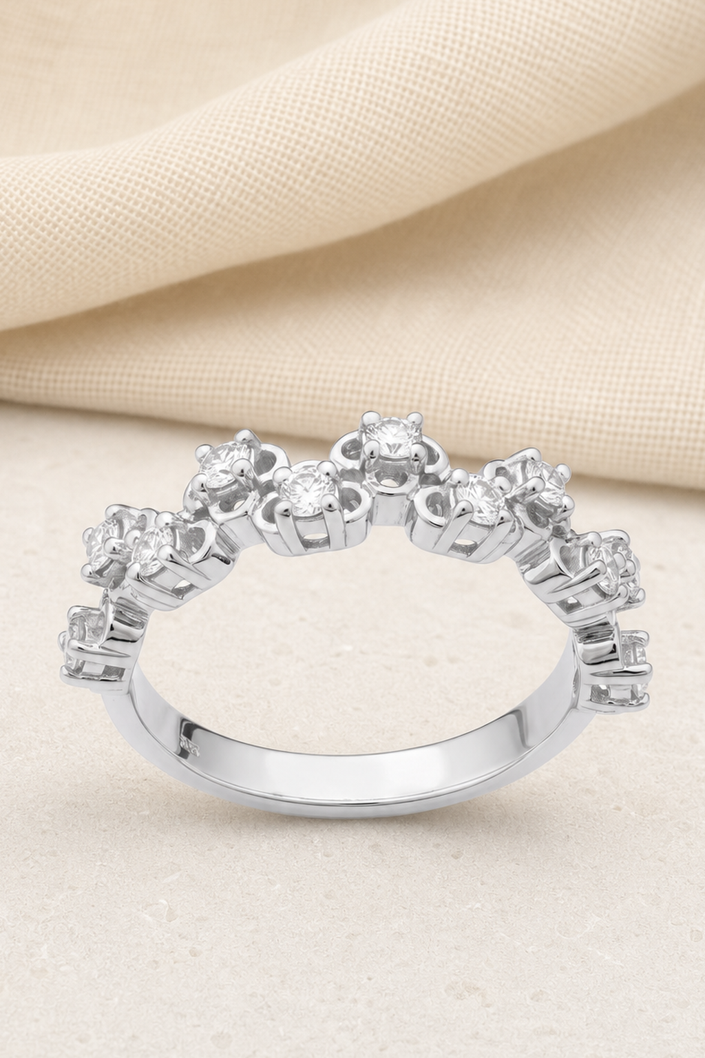 Impimo 0.5 CT Lab-Grown Diamond Round Cut Ring - 925 Sterling Silver with 18K White Gold Plating | close-up detail of the setting