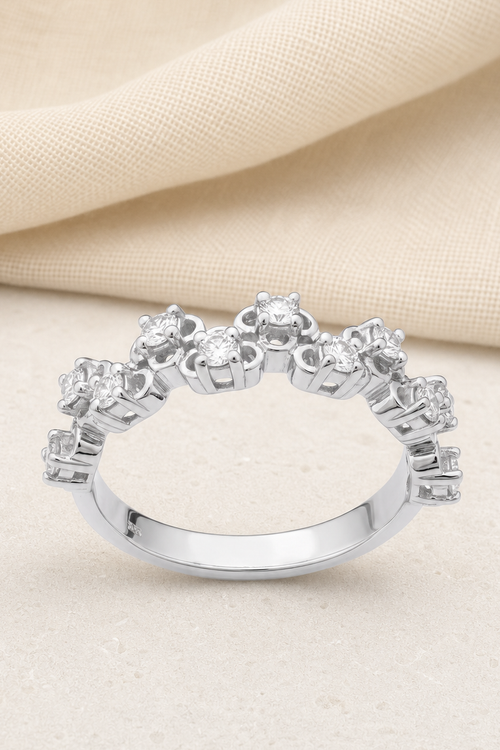 Impimo 0.5 CT Lab-Grown Diamond Round Cut Ring - 925 Sterling Silver with 18K White Gold Plating | close-up detail of the setting