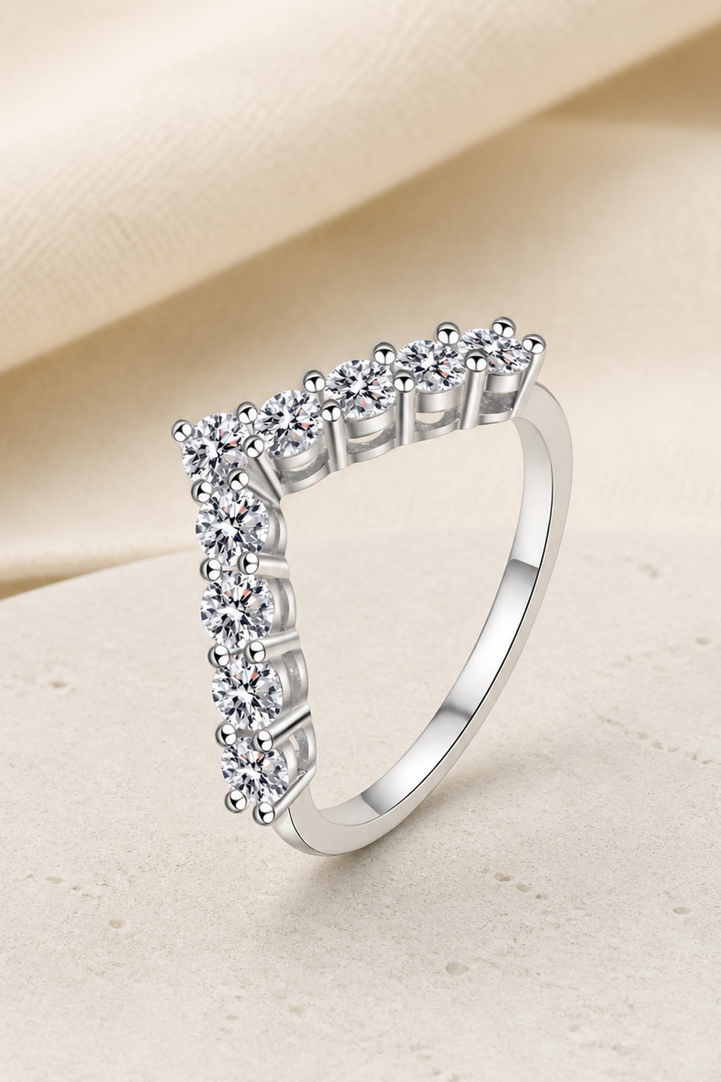 Impimo Lab-Grown Diamond Round Cut Ring & Tennis Bracelet - 925 Sterling Silver with 18K White Gold Plating | close-up detail of the setting