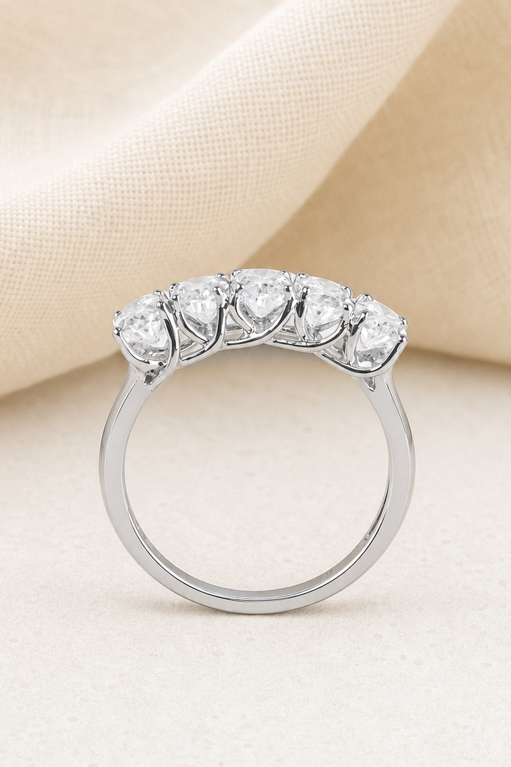 Impimo 2.5 CT (Total) Moissanite Oval Cut Ring - 925 Sterling Silver with 18K White Gold Plating | close-up detail of the setting