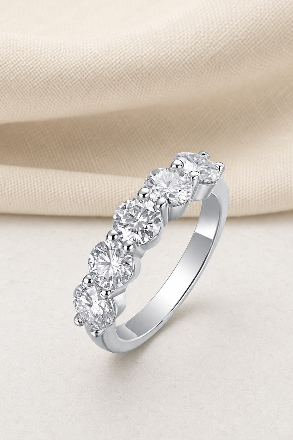 Impimo 2.5 CT (Total) Moissanite Round Cut Ring - 925 Sterling Silver with 18K White Gold Plating | close-up detail of the setting