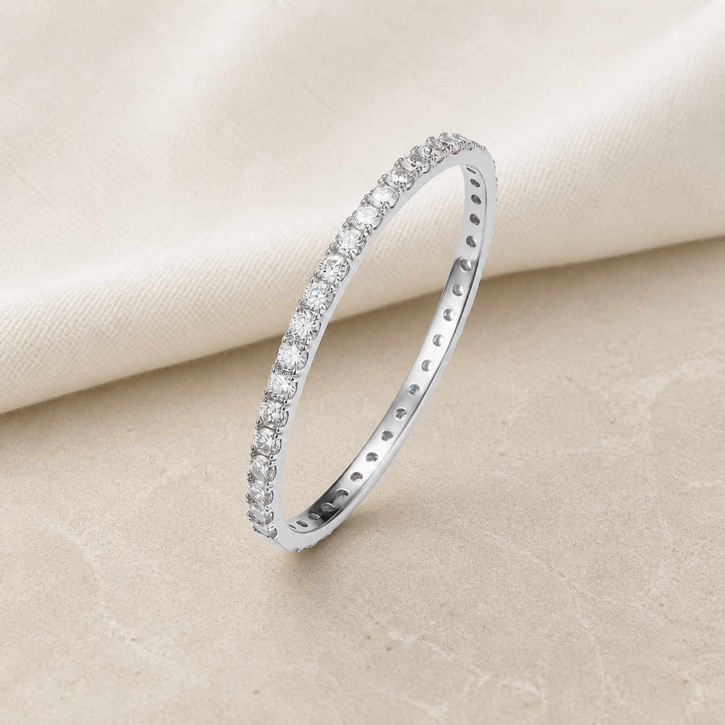 Impimo Moissanite 12 CTW Round Cut Bracelet - 925 Sterling Silver (0.30 CT Per Stone) | additional view on ivory linen